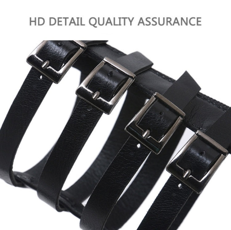 Black flat Roman-style sandal straps with metal buckles