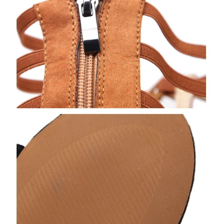 Brown high-top sandal close-up: side zipper and textured outsole