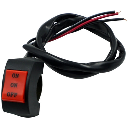 Motorcycle far/near light switch with red ON/OFF rocker and black wiring harness