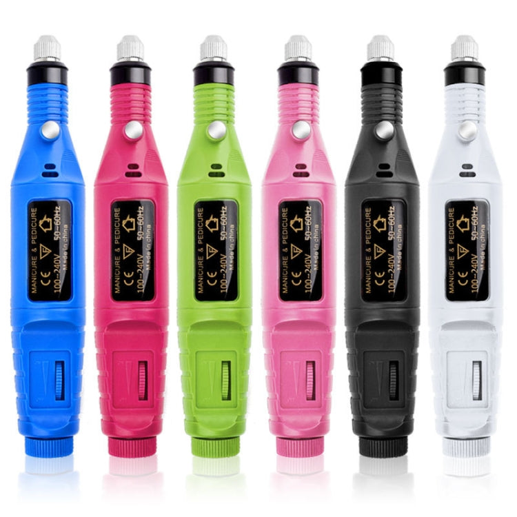 Mini USB nail grinder set with blue, pink, green, rose pink, black, and white pens