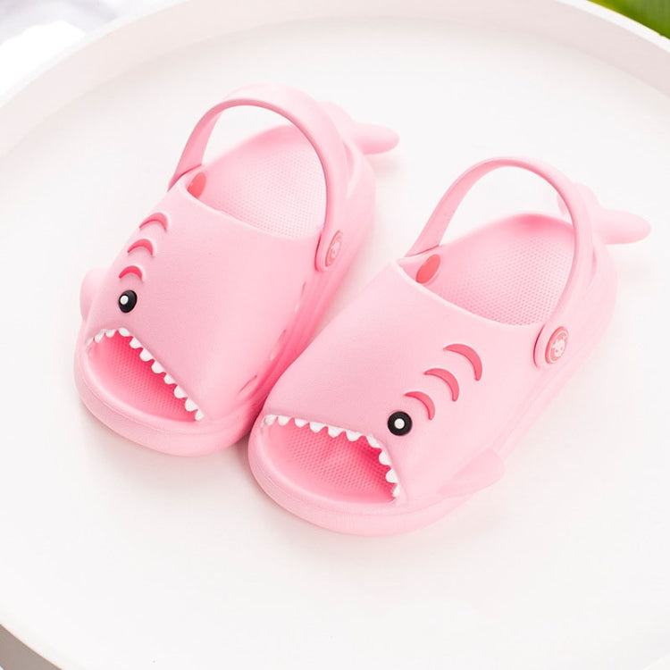 Children's pink shark EVA slippers with open-toe slip-on and molded shark face