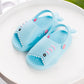 Light blue EVA shark slippers for children with open-toe design and non-slip sole