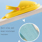 Yellow kids shark slippers with anti-slip textured sole and fin toe