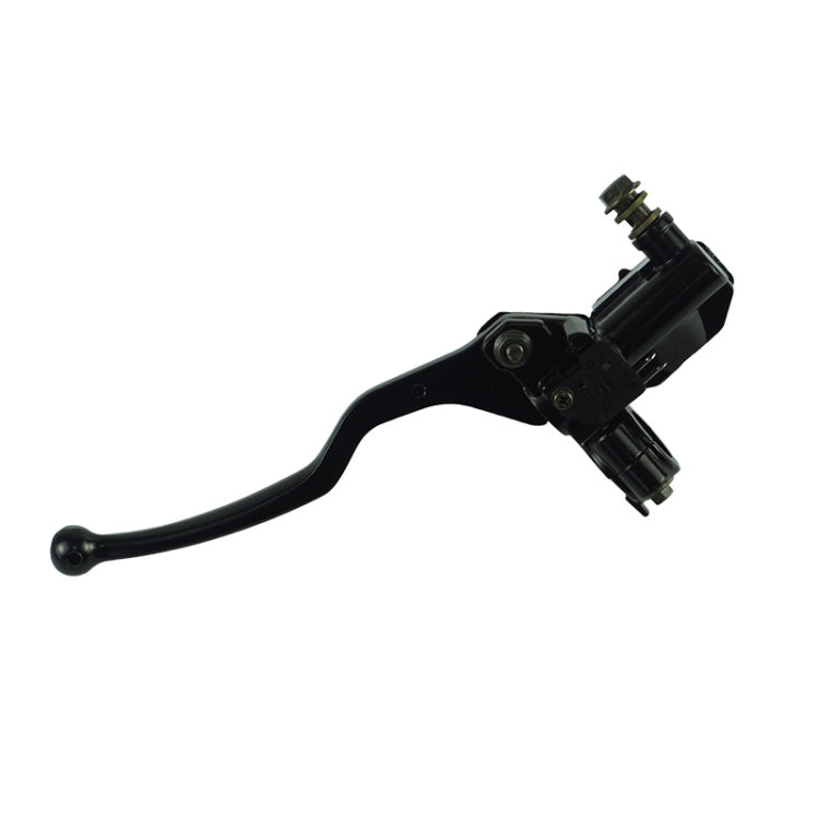 Hydraulic front disc brake pump with lever and outlet fitting
