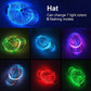LED fiber optic luminous hat showing multiple color light modes