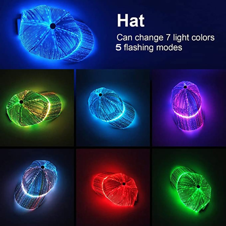 LED fiber optic luminous hat showing multiple color light modes