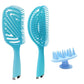 Blue 3-in-1 curly hair comb set with two brushes and a scalp massage comb