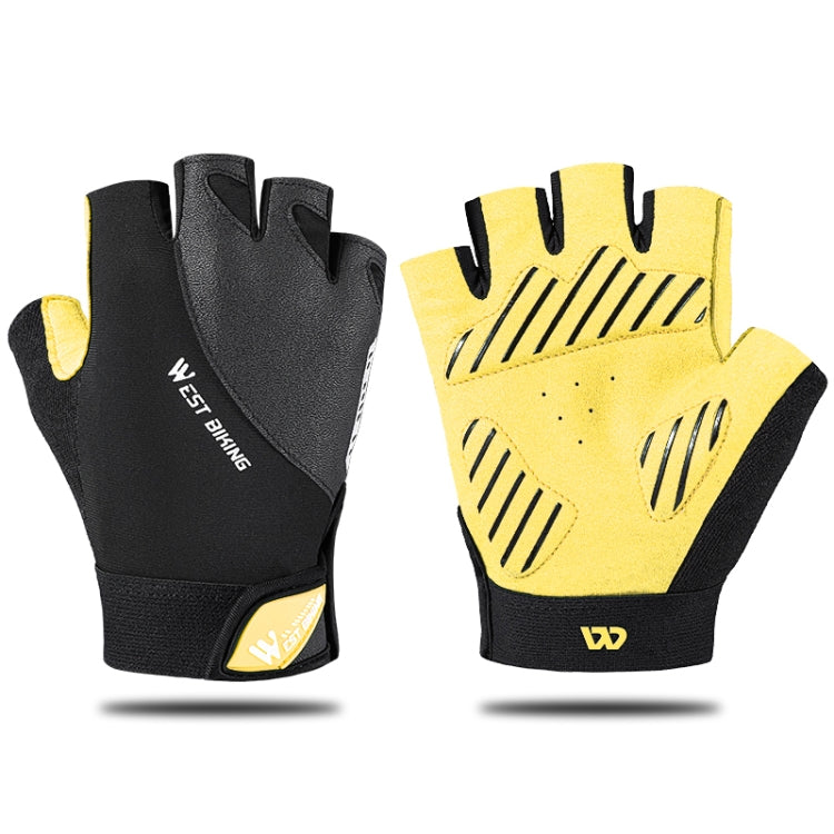 Half-finger mountain cycling gloves, black and yellow breathable non-slip palms