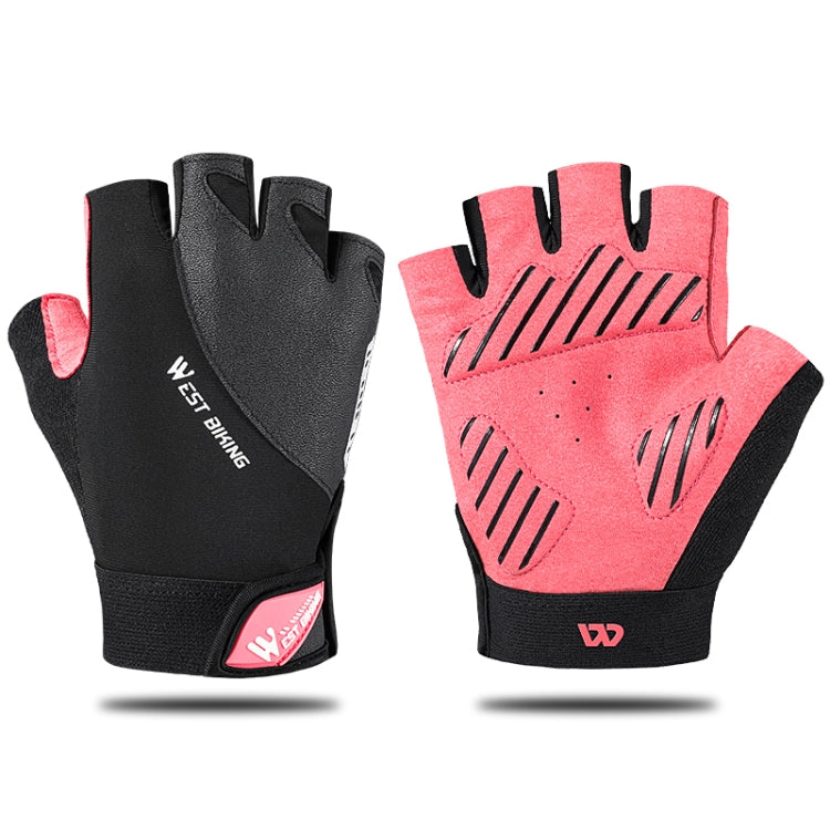 Half-finger mountain cycling gloves, black and pink breathable non-slip palms