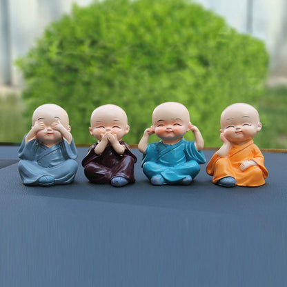 In Car Cute Four Little Monks Ornaments Car Interior Decorations Specification：, Not Swing, Crystal Base Not Swing