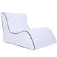 Single inflatable lounge sofa, white with curved headrest and black trim.