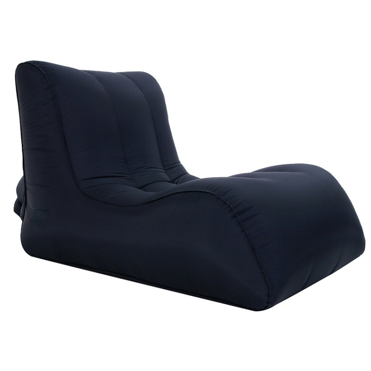 Black inflatable single lounge seat with contoured backrest and black edging.