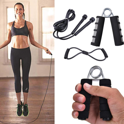 3-in-1 portable skipping grip set with rope and padded hand grips