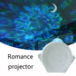 White starry-sky projector night light with starry glow and rounded textured body.