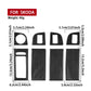 Window switch panel sticker set size chart for Skoda, with cutout piece dimensions