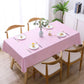 Pink waterproof disposable tablecloth covering a dining table