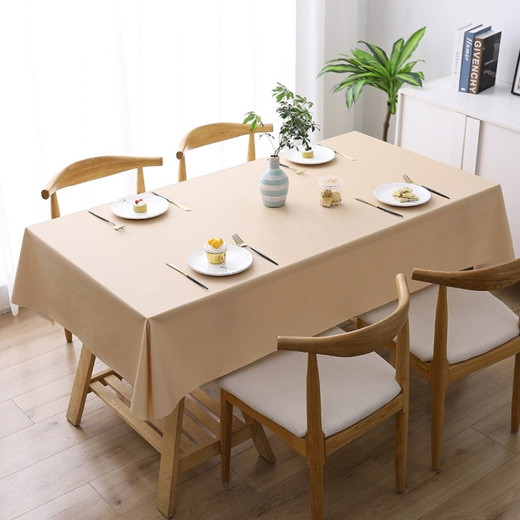 PVC waterproof disposable tablecloth in champagne beige, rectangular table covering