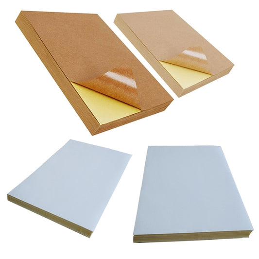 GYNP8081 100 PCS Laser Inkjet Mark Sticker A4 Kraft Paper Self-Adhesive Printing Paper, Dark, Light, Matte, Glossy