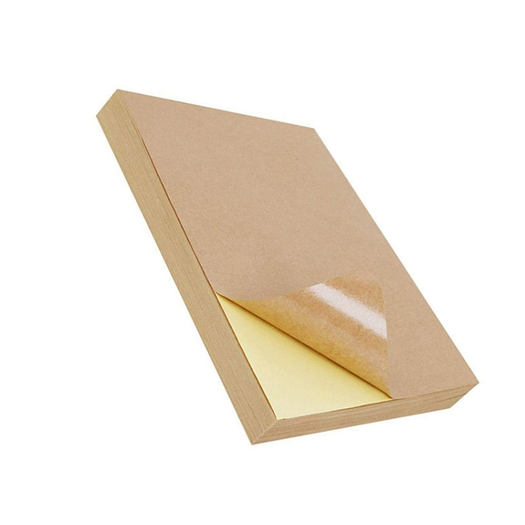 Kraft paper self-adhesive sticker sheets, light option, stacked with backing exposed