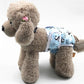 Dog anti-estrus belly wrap pants in light blue cartoon print with padded gray trim