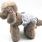 Dog anti-harassment physiological pants, white cat-face print with gray trim