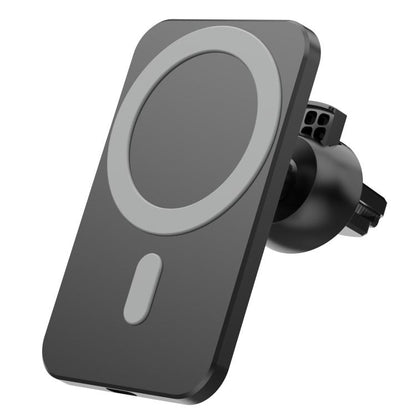 Black magnetic wireless car charger holder with vent clip and suction cup base