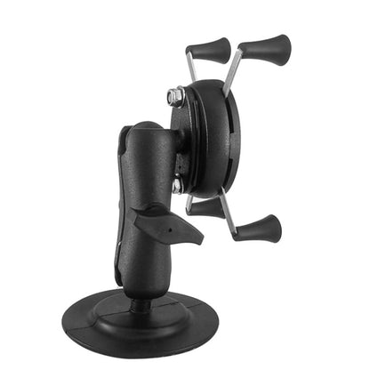 Black curved car phone holder bracket with clamp base and four claw arms