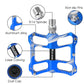 Blue aluminum alloy bike pedal with spindle, non-slip pins, and dust caps