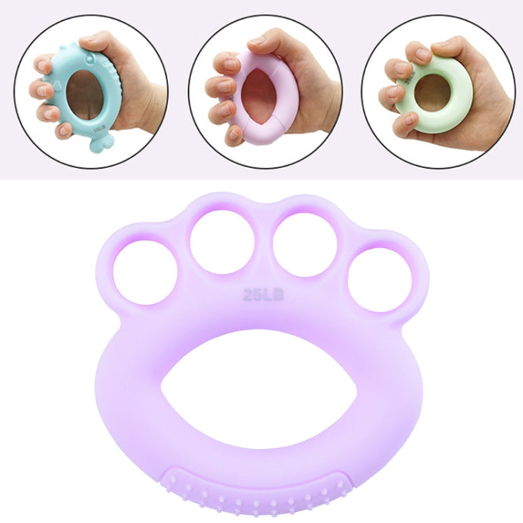 Purple silicone finger grip ring for strength training, 25LB