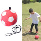 Red children training football with loose rope and handle