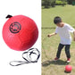 Red kids training football with logo emblem and attached rope
