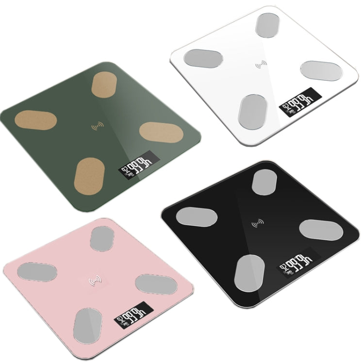 Smart Bluetooth body fat scale set, multiple colors with oval sensor pads and display