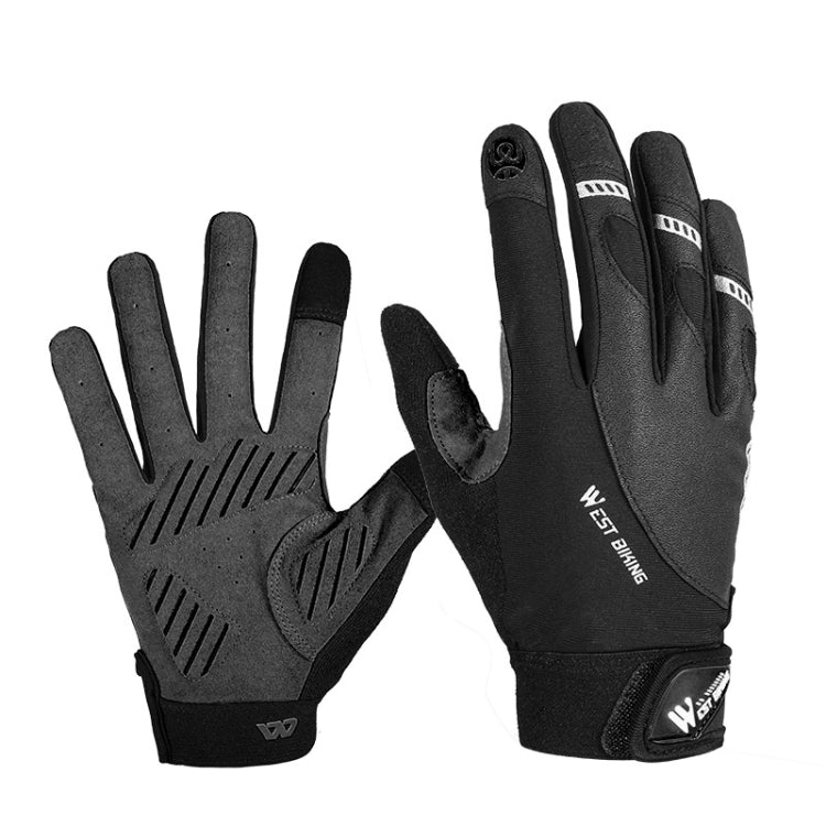 Black cycling gloves with padded knuckles and textured grip palms
