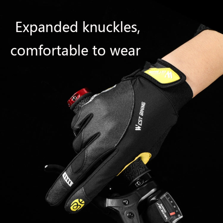 Black bicycle gloves with expanded knuckles and adjustable wrist strap