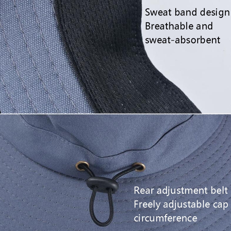 Navy sun hat with sweatband and adjustable rear drawstring eyelets
