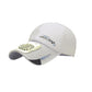 White peaked cap with built-in fan vents and adjustable brim for outdoor sun protection