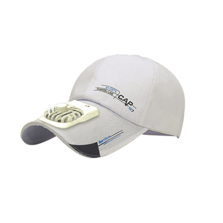 White peaked cap with built-in fan vents and adjustable brim for outdoor sun protection