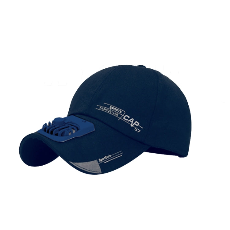 Navy peaked cap with built-in fan vents and adjustable brim for outdoor sun protection