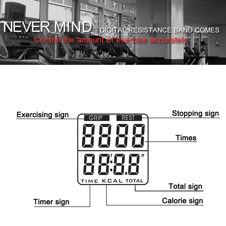 Digital resistance band timer and calorie count display diagram