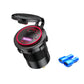 Black car USB charger with red PD light ring and QC 3.0 display
