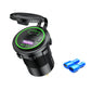 Black car USB charger with green PD light ring and QC 3.0 display