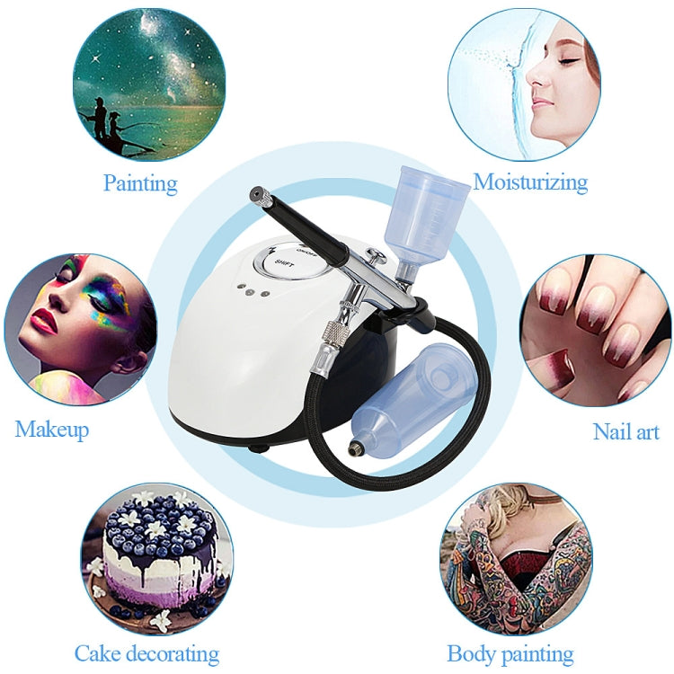 Oxygen facial spray device with spray bottle and multi-use graphic icons