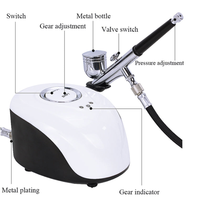 Oxygen spray device parts diagram with metal bottle, pressure and gear adjustment