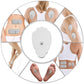 Pulse massager electrode pads with self-adhesive placement on back, shoulders, arms, legs