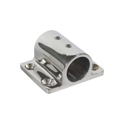 Stainless steel square tube seat bracket with circular tube opening and mounting holes