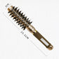 Ceramic round curling brush with gold barrel, black bristles, and textured handle grip