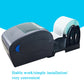 Black label printer bracket with teal paper roll holder and front label feed slot