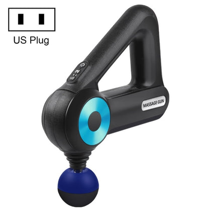 Electric triangle massage gun with blue accent, US plug
