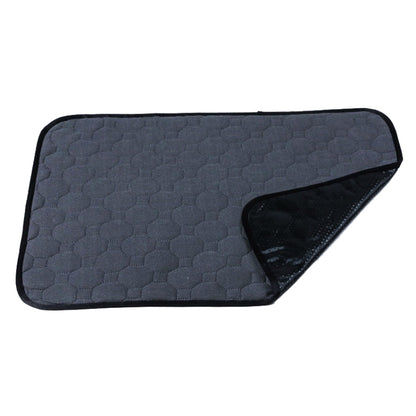 Waterproof pet pad, dark gray hex-pattern top with black waterproof underside