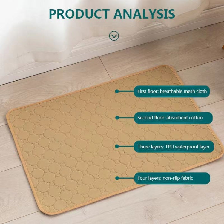 Waterproof pet pad with layered construction design, beige outer, hex-texture surface